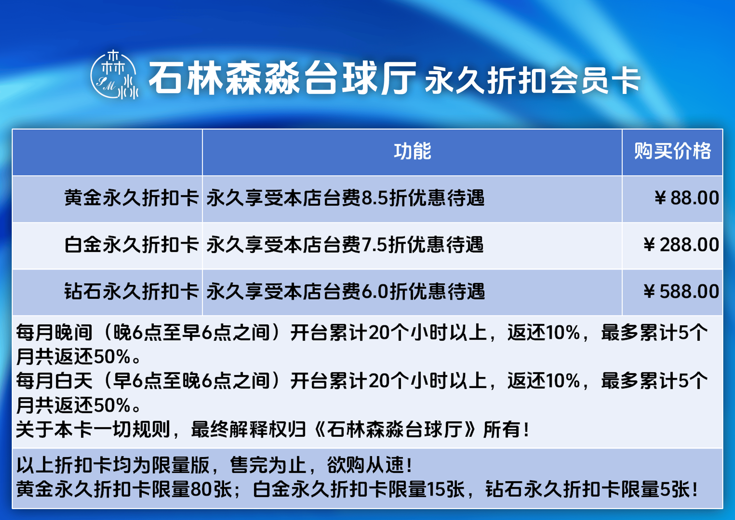 永久折扣卡